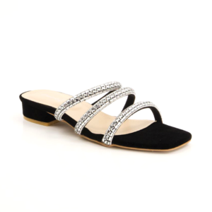 Women Black Fancy Heel Slippers